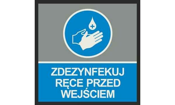 Mata informacyjna ostrzegawcza ZDEZYNFEKUJ RĘCE