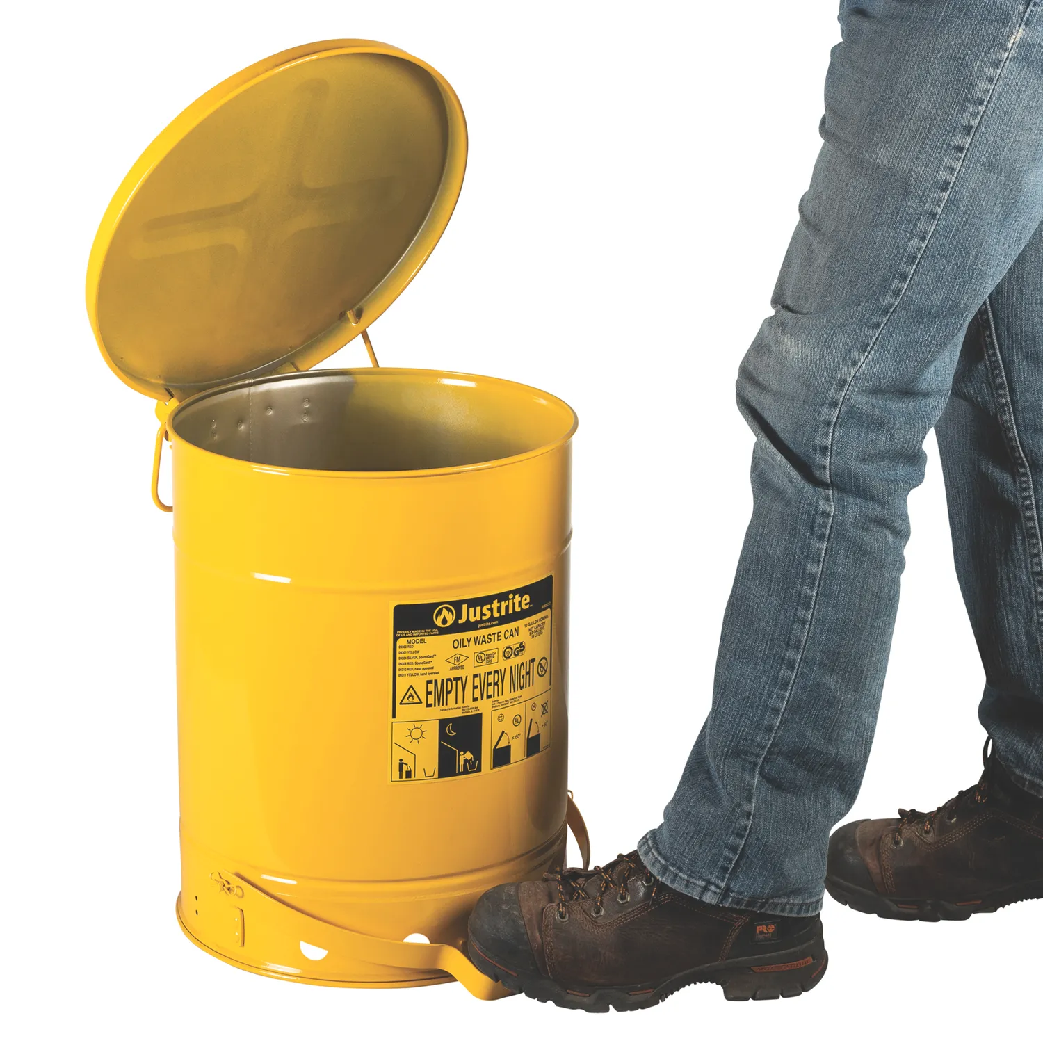 Pojemniki na odpady zaolejone 900 Justrite - Żółty - obrazek 5