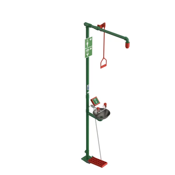 Prysznic bezpieczeństwa z myjką do oczu i twarzy 1885D Hughes – malowany proszkowo